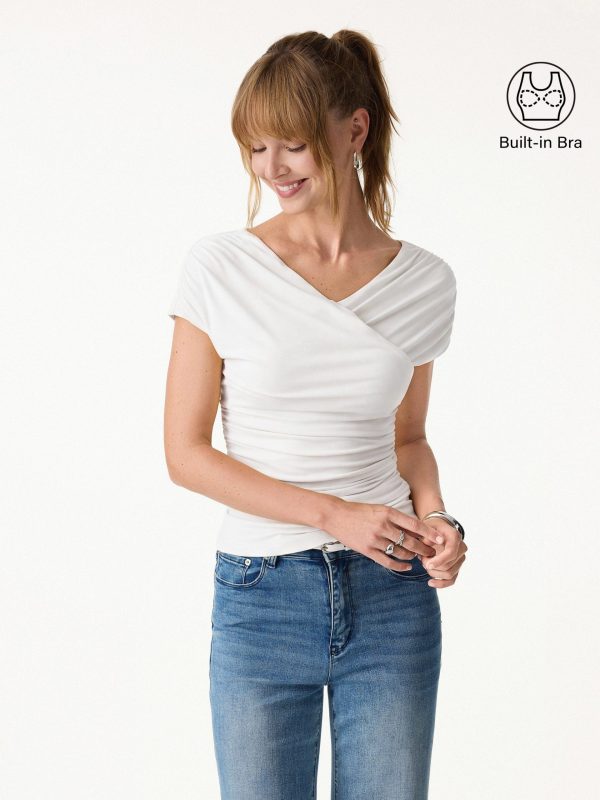 SkinKiss Surplice V-Neck Ruching Bra Top - Image 13