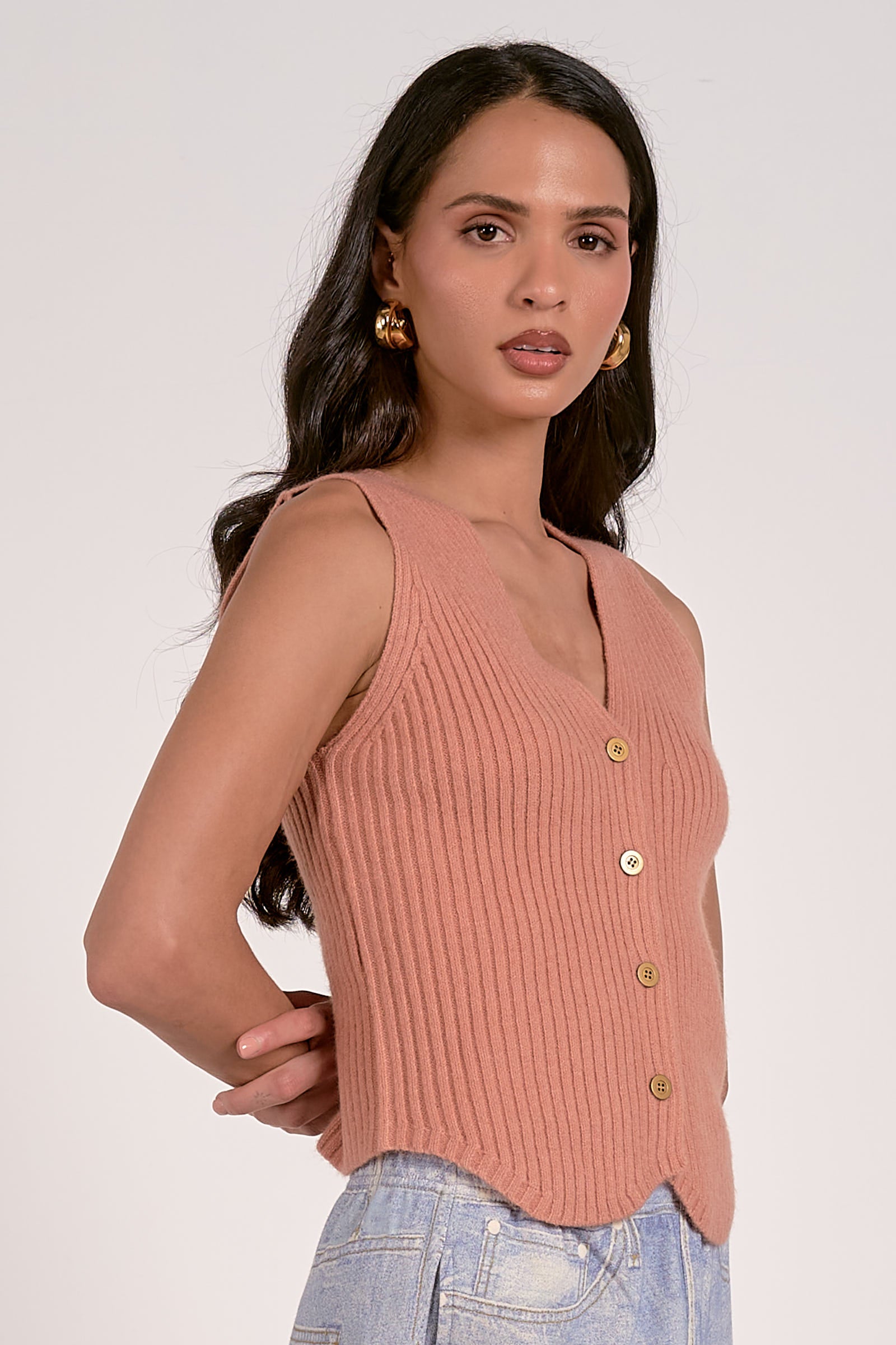 Bella Sweater Vest in Rust - Image 4