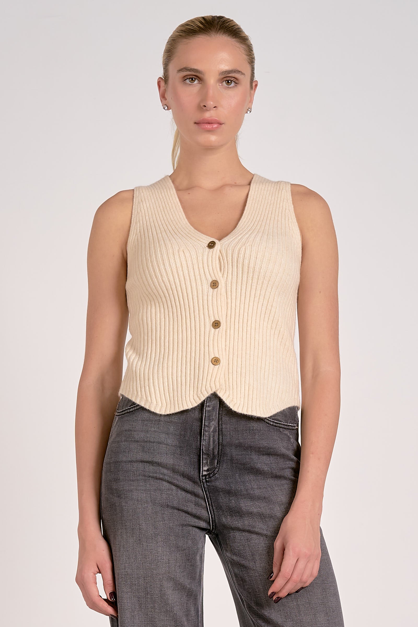 Bella Sweater Vest in Cream - Image 1