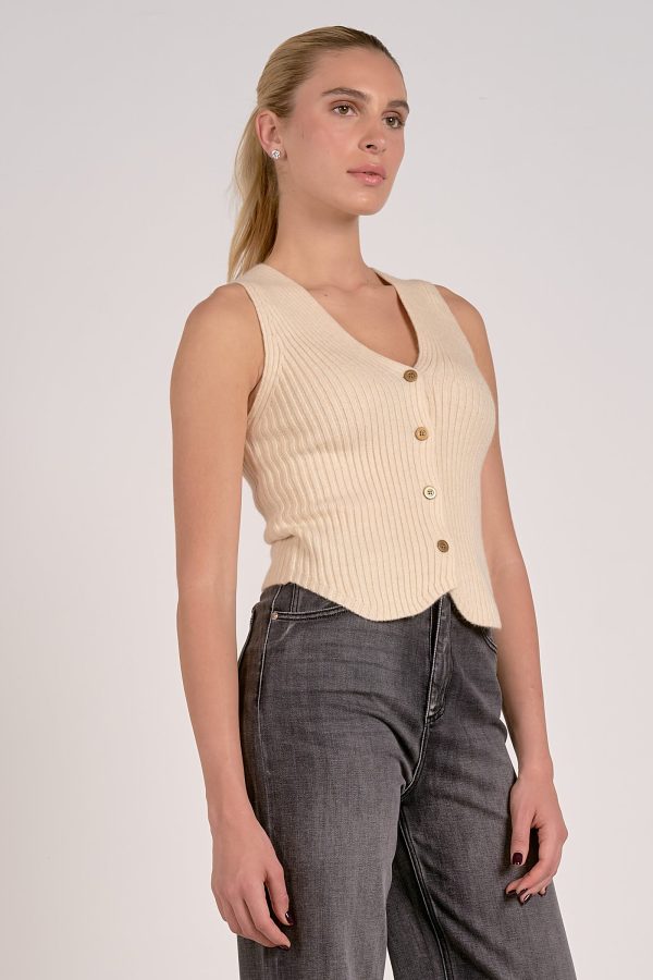 Bella Sweater Vest in Cream - Image 2
