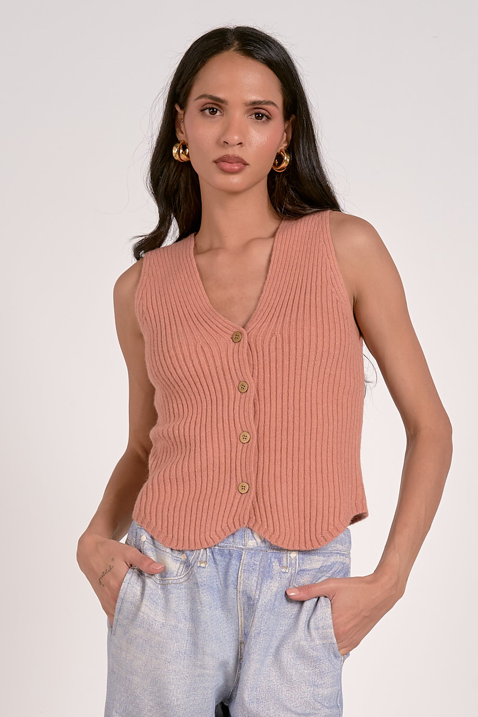 Bella Sweater Vest in Rust - Image 1