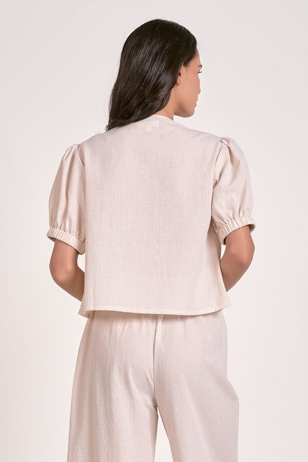 Dolce Top in Tan Seersucker - Image 5