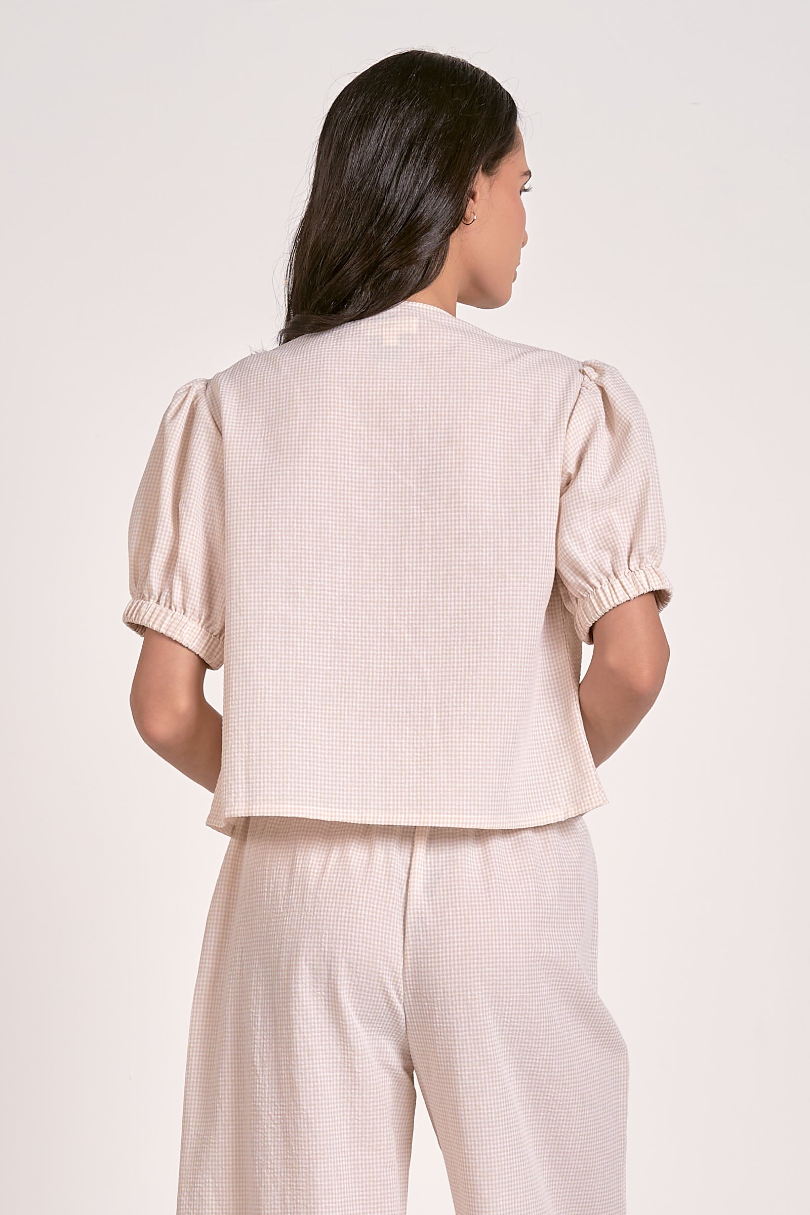 Dolce Top in Tan Seersucker - Image 5