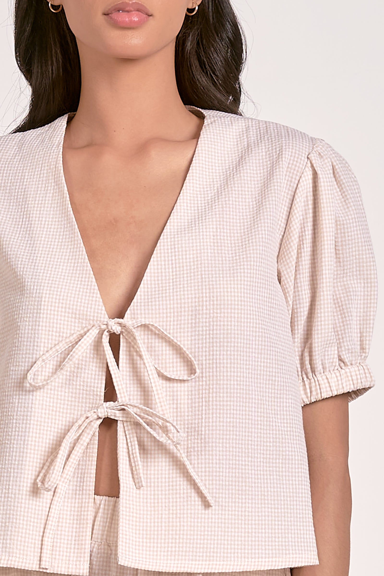 Dolce Top in Tan Seersucker - Image 4
