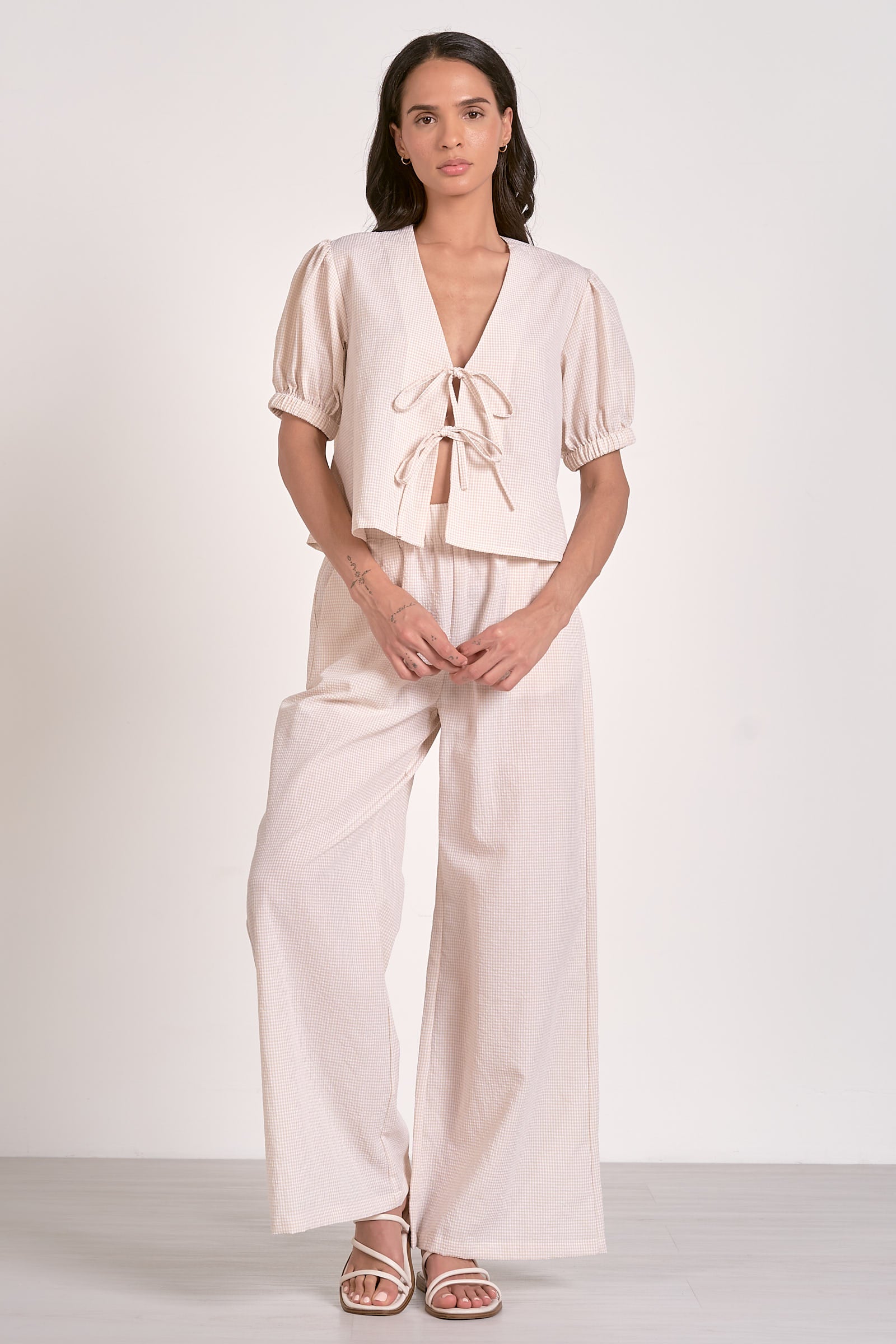 Dolce Top in Tan Seersucker - Image 6
