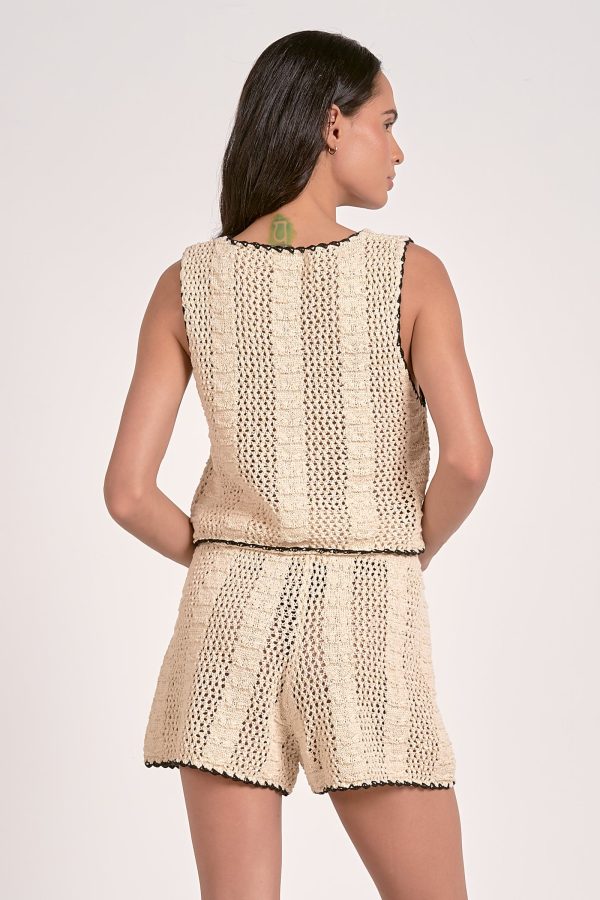 Taja Top in Natural with Black Border - Image 5