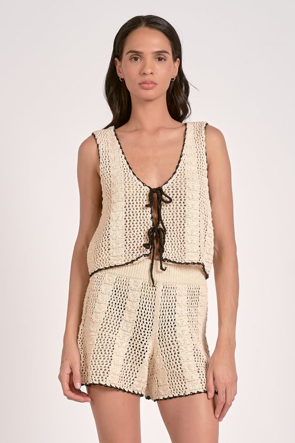 Taja Top in Natural with Black Border