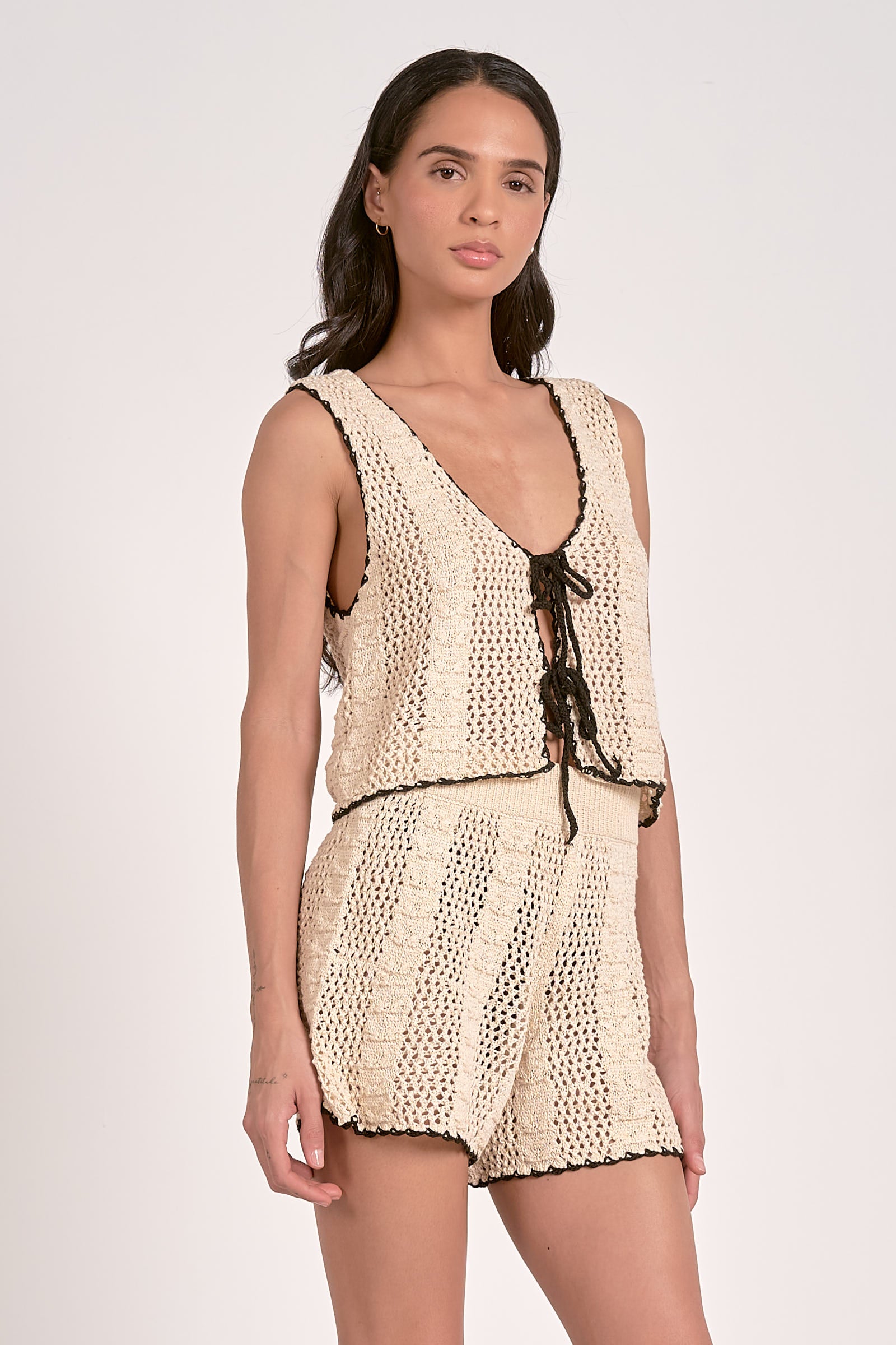 Taja Top in Natural with Black Border - Image 3