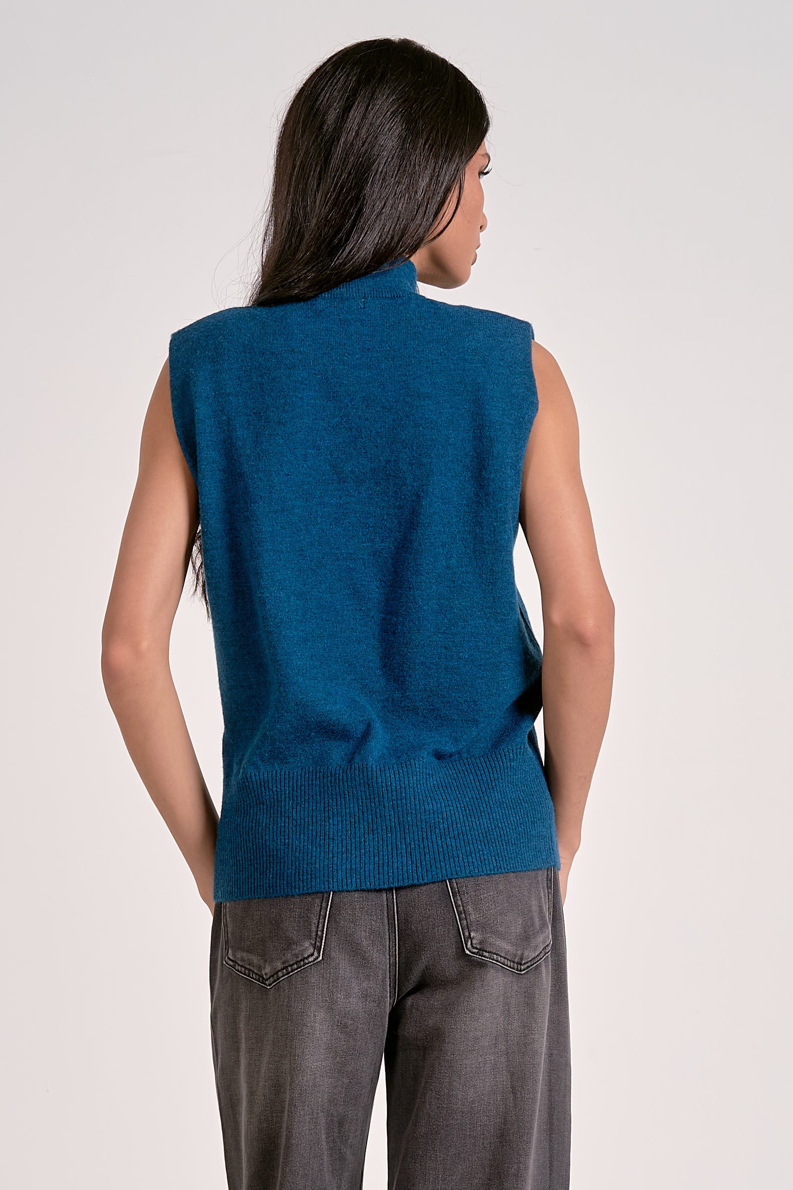Elan Mock Neck Sweater in Teal - Image 4