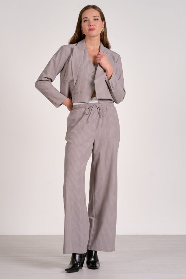 Elan Trent Trouser in Grey Stripe - Image 2