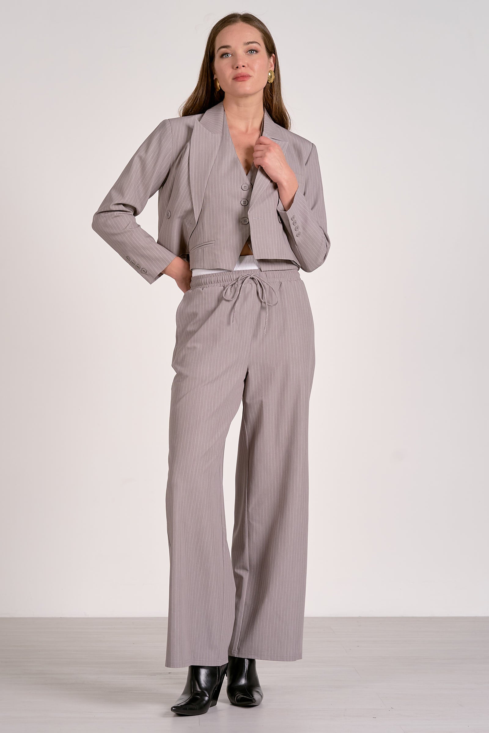 Elan Trent Trouser in Grey Stripe - Image 2