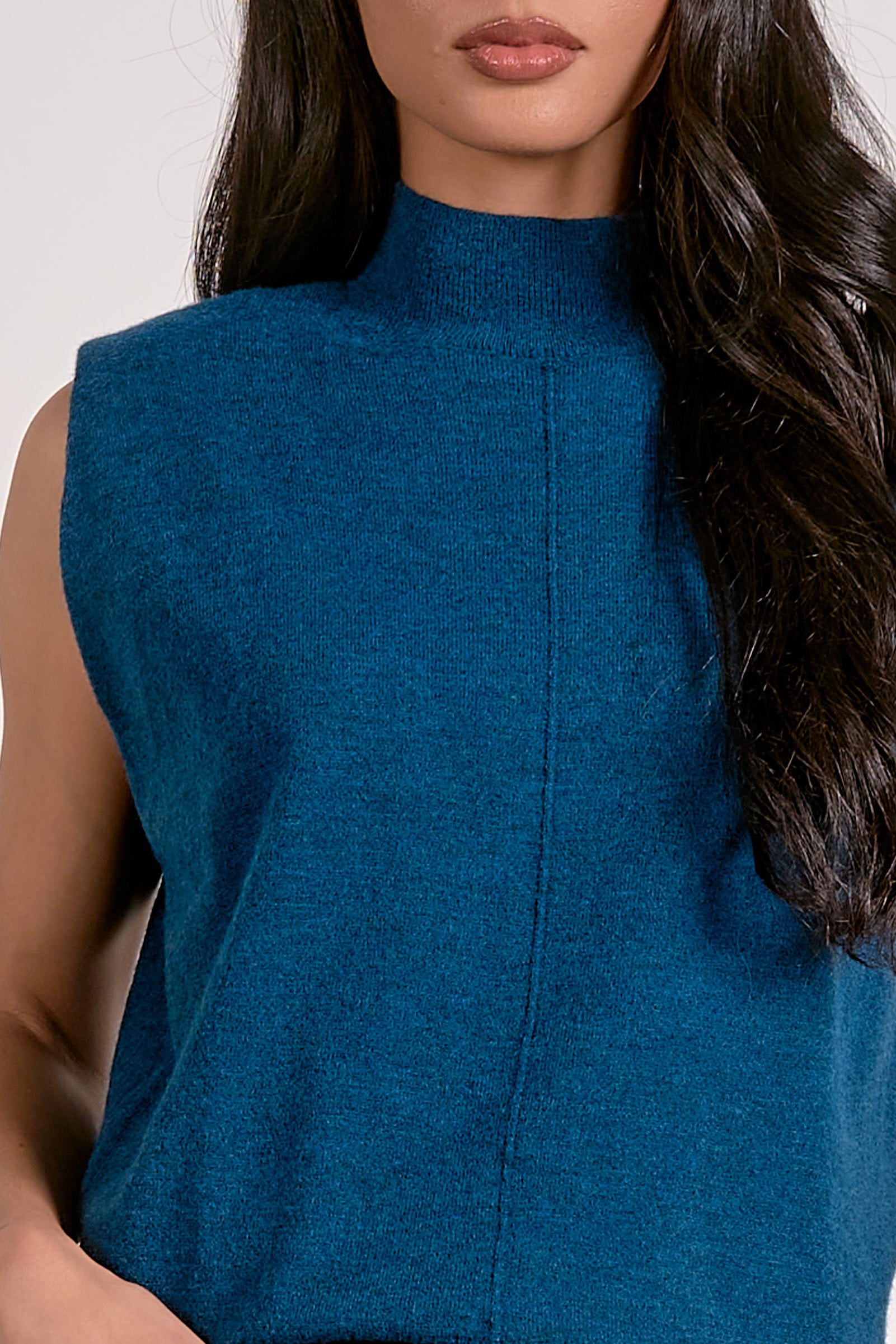 Elan Mock Neck Sweater in Teal - Image 3