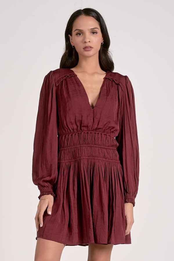 Elan Long Sleeve Gathered Mini Dress - Image 2
