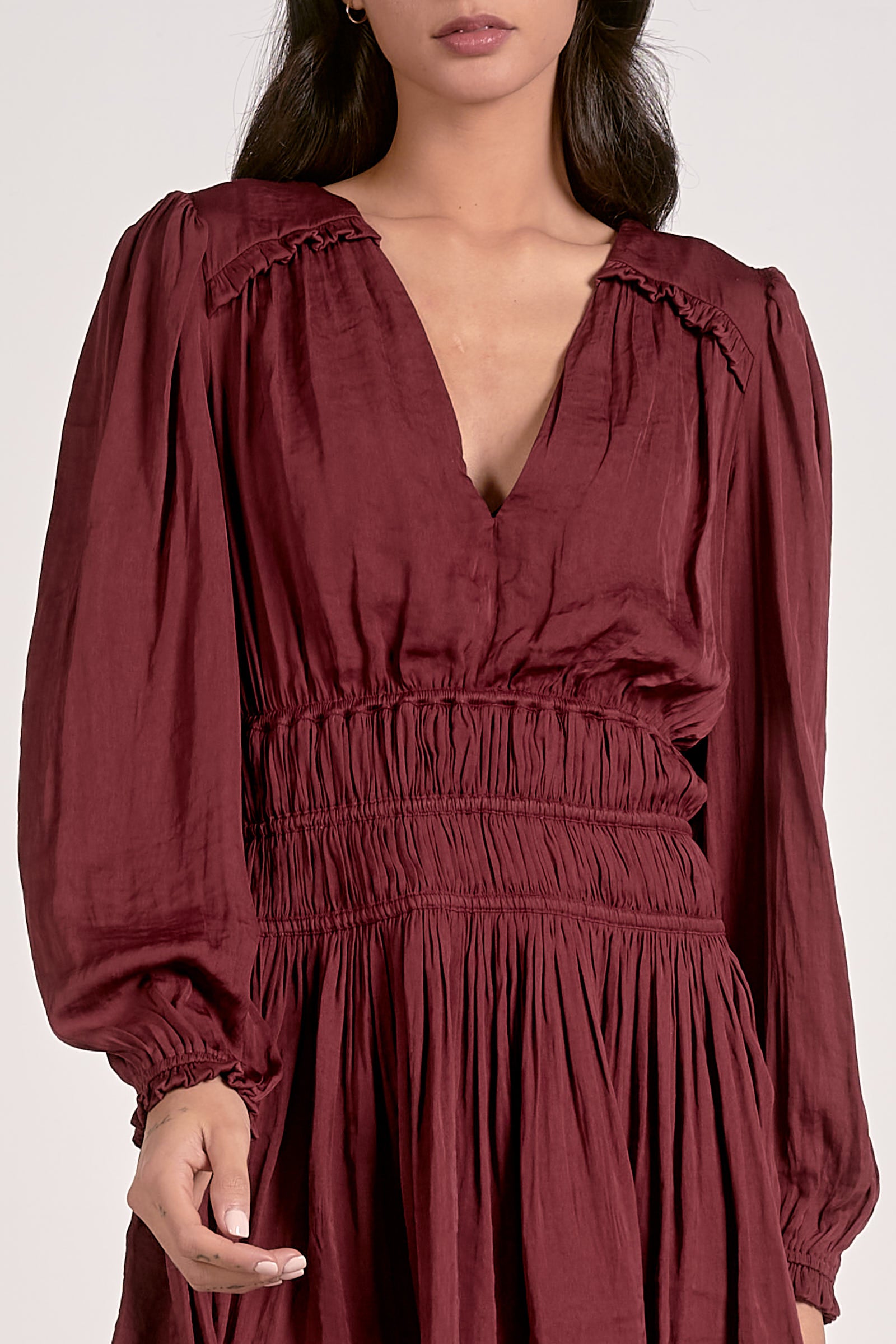 Elan Long Sleeve Gathered Mini Dress - Image 3