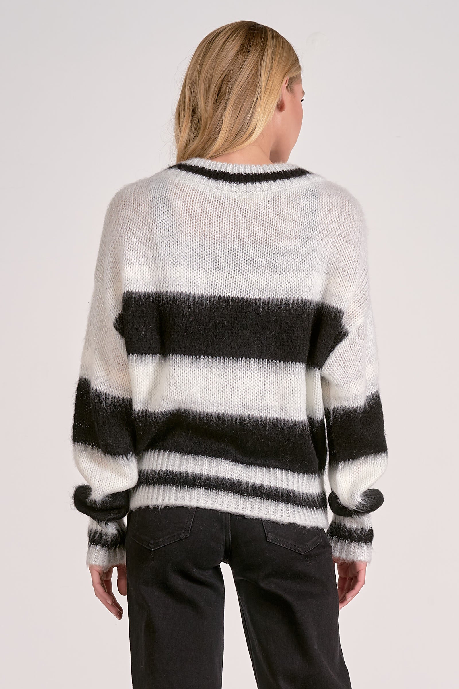 Elan Striped V-Neck Cardigan Sweater - Image 5