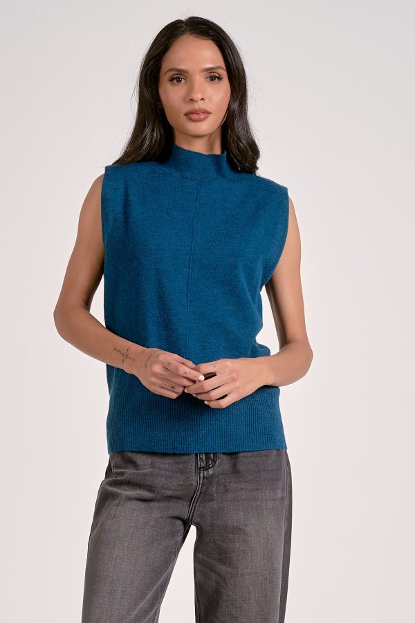 Elan Mock Neck Sweater in Teal