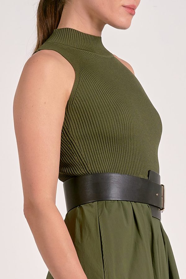 Elan Elsie Mixed Media Maxi Dress in Pine - Image 3