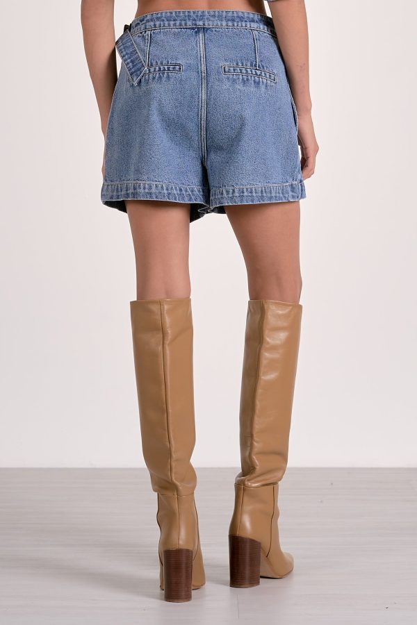 Elan Slanted Front Skort in Denim - Image 3