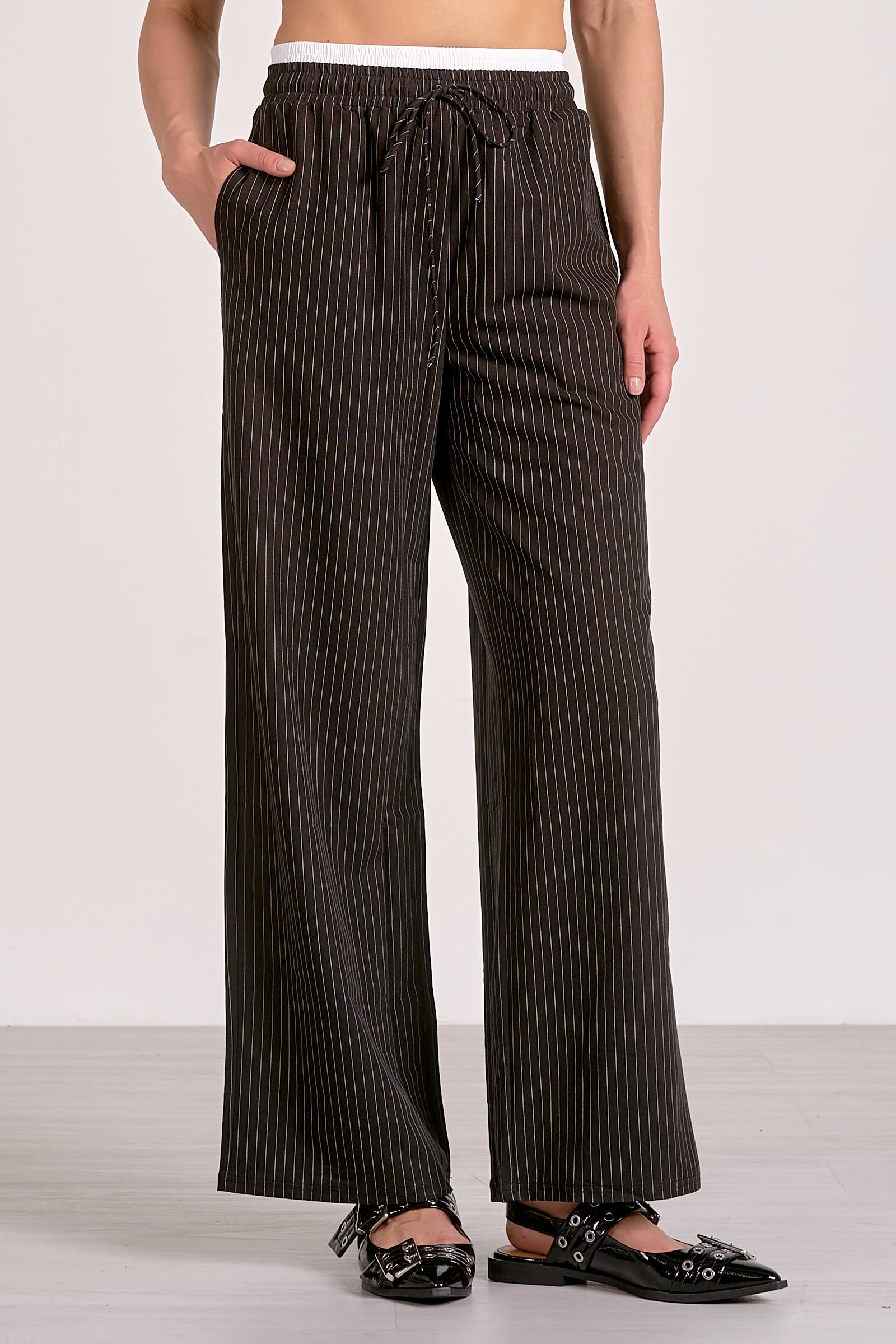 Elan Trent Trousers in Black Stripe - Image 1