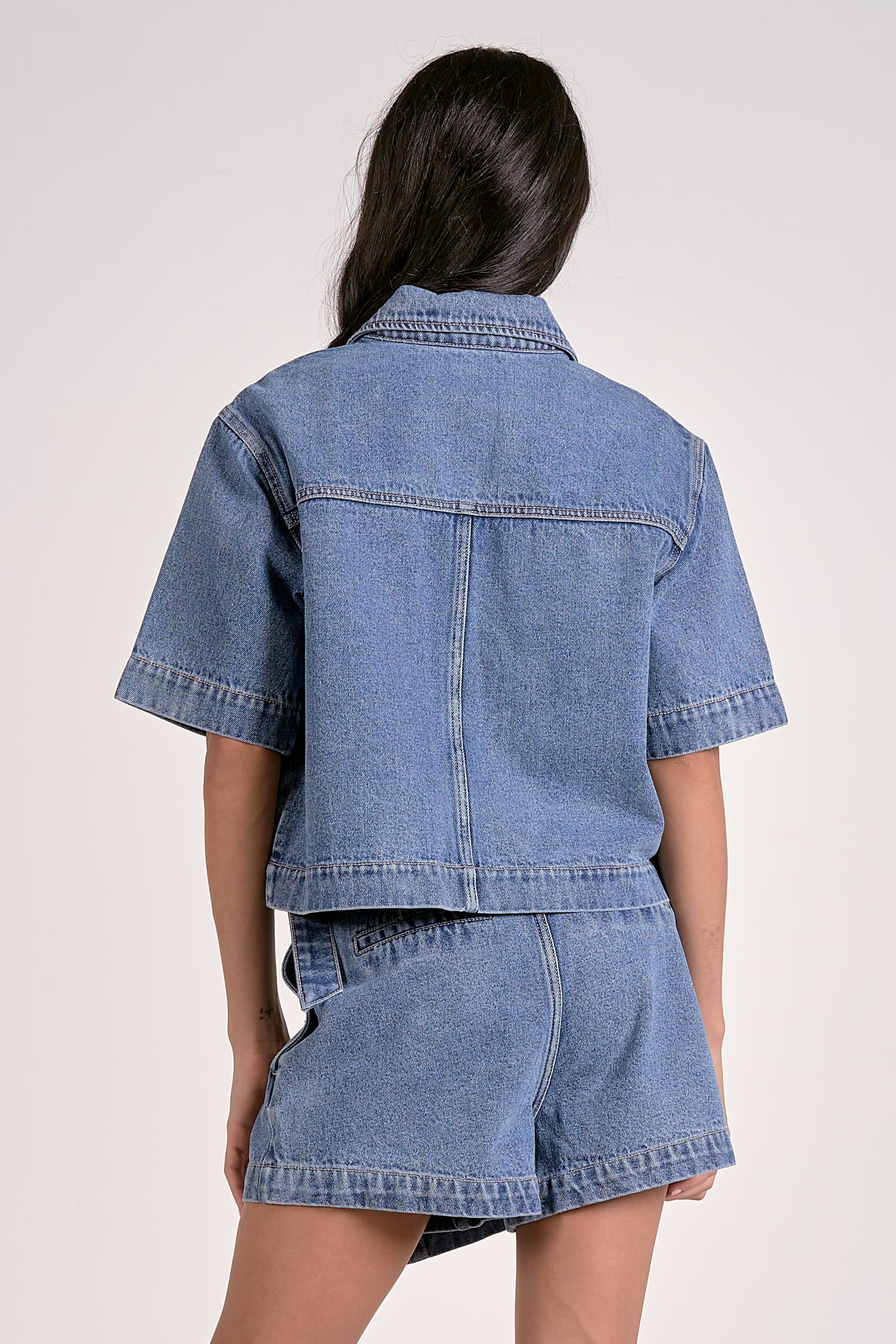 Elan Denim Short Sleeve Top - Image 4