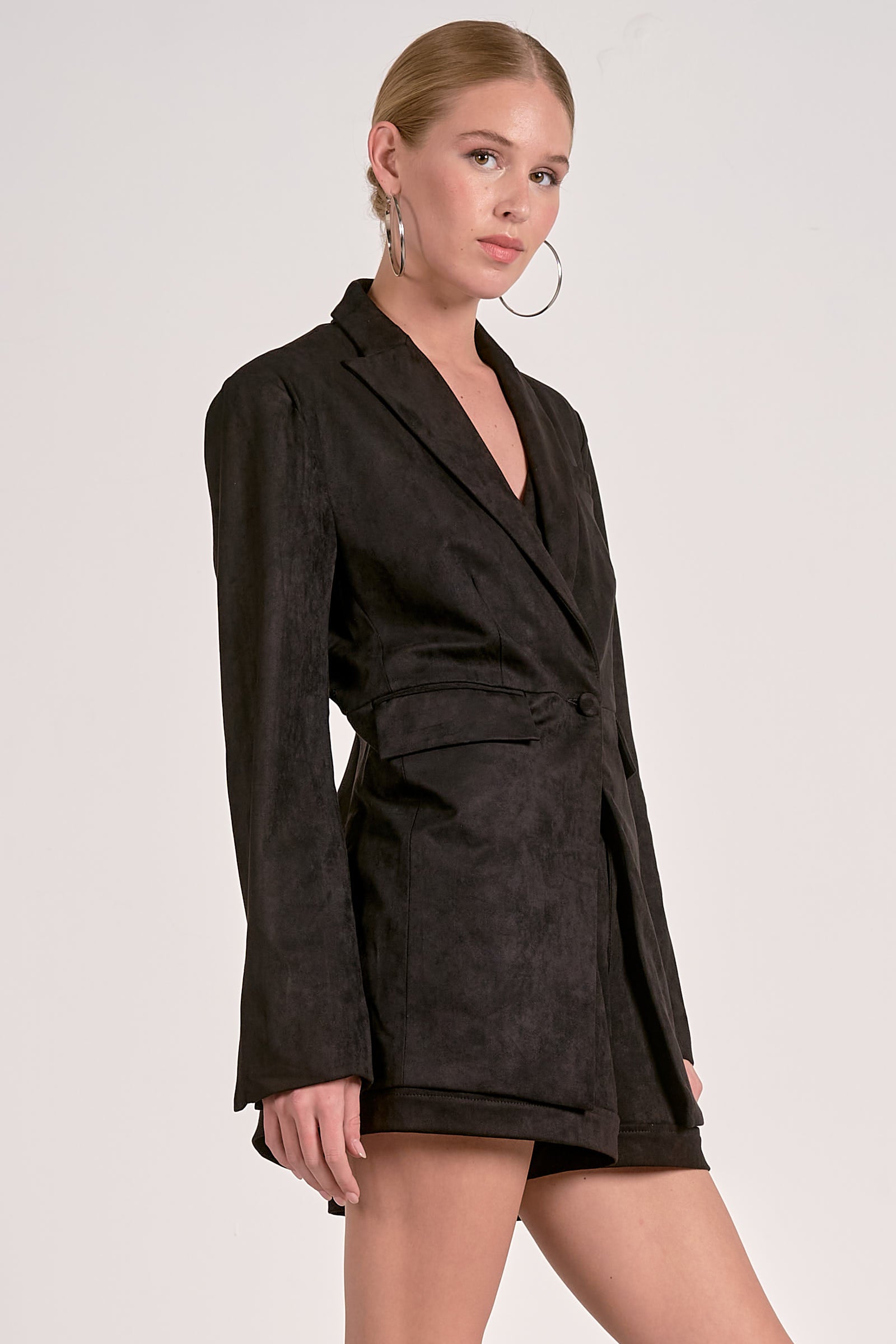 Elan Suede Blazer in Black - Image 2