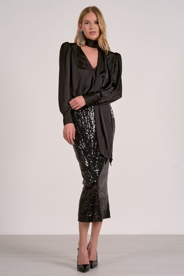 Elan Long Sleeve V-Neck Scarf Top - Image 3