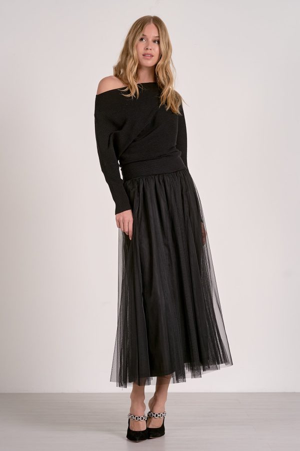 Elan Off-the Shoulder Sweater in Black