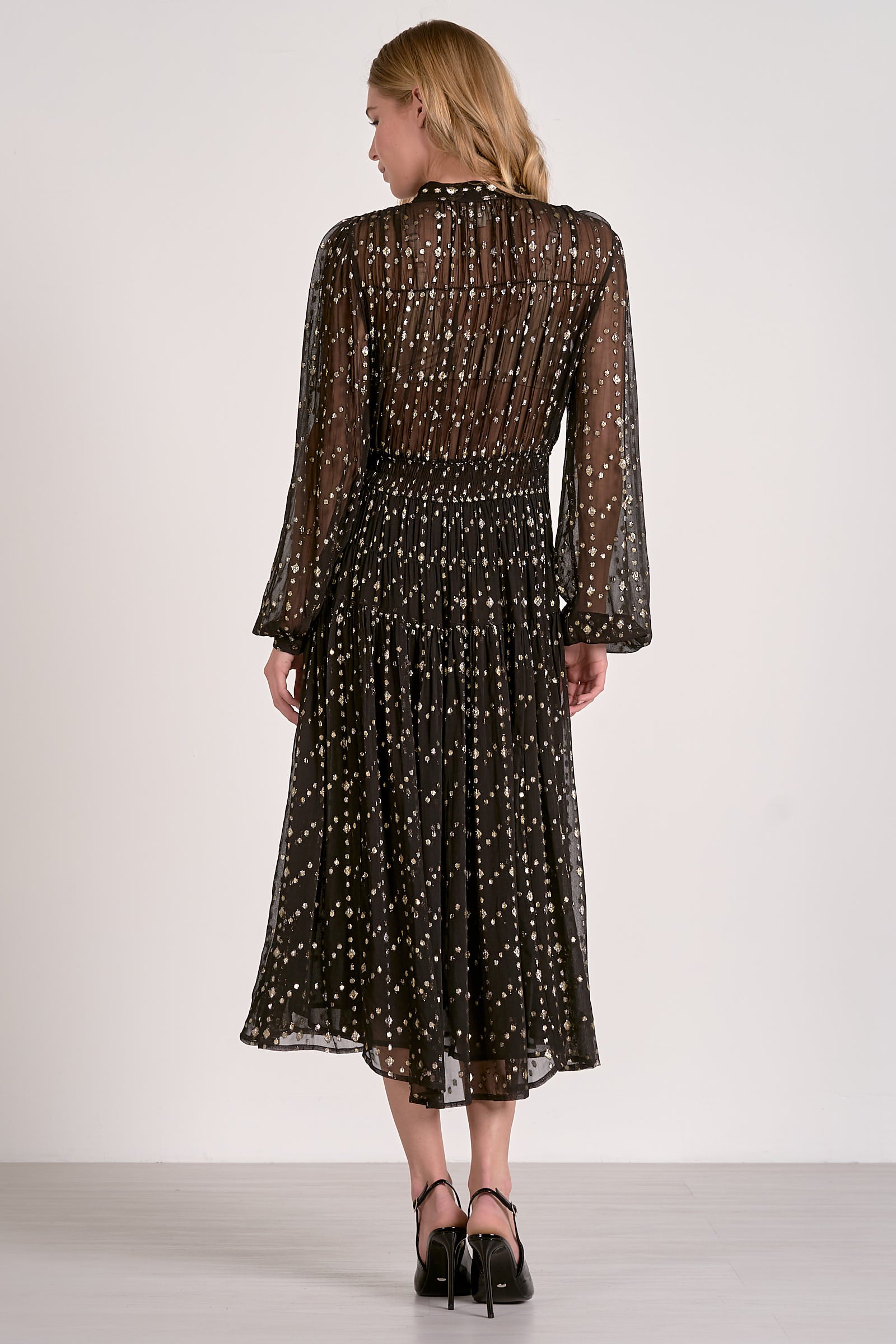 Elan Long Sleeve Maxi Dress with Tie Neck - Image 4