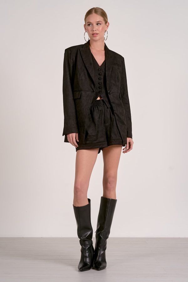 Elan Suede Blazer in Black