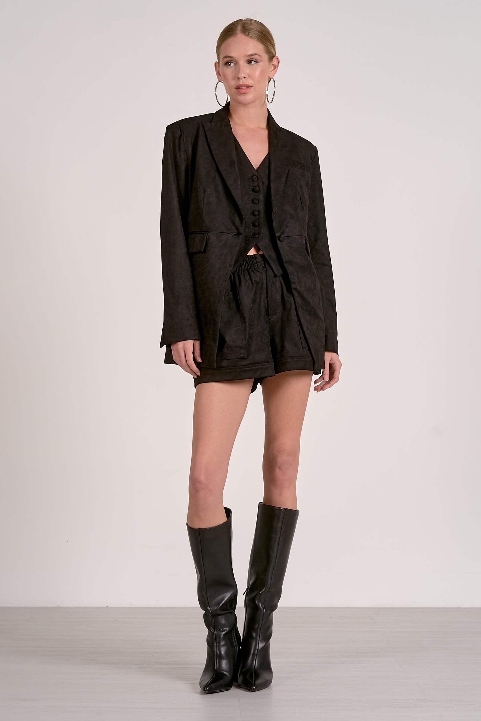 Elan Suede Blazer in Black - Image 1