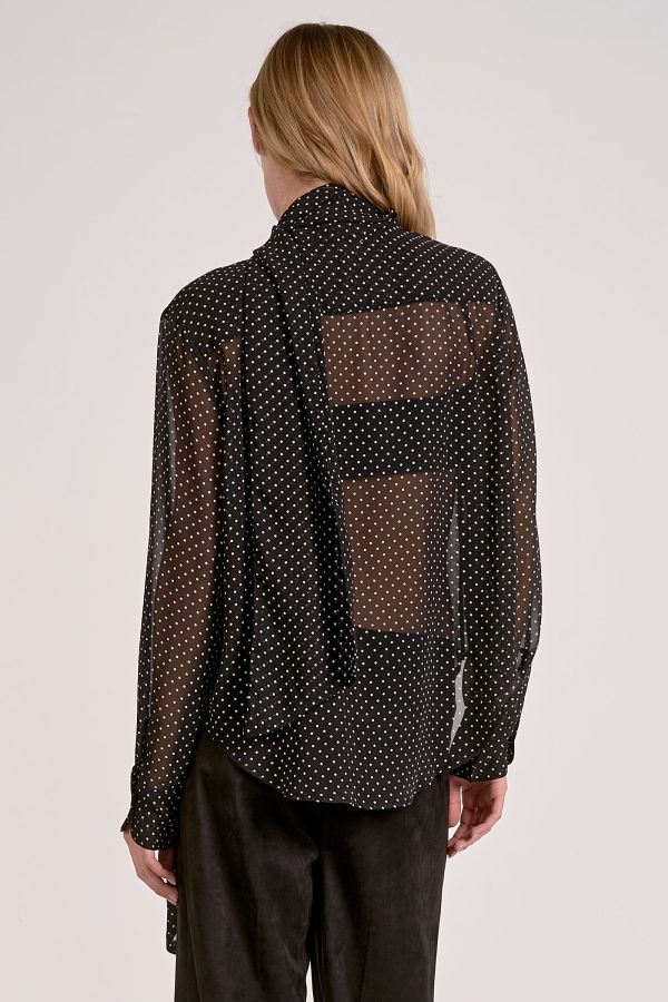 Elan Polka Dot Neck Tie Blouse - Image 3