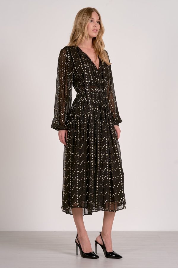 Elan Long Sleeve Maxi Dress with Tie Neck - Image 3