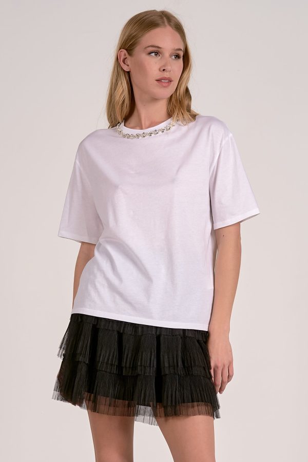 Elan Embellished Neck Tee