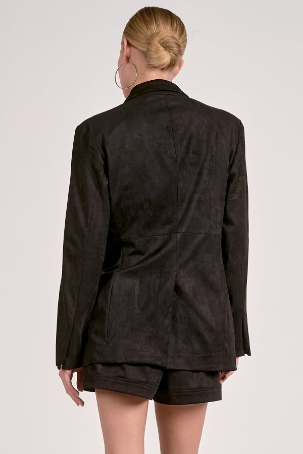 Elan Suede Blazer in Black - Image 4