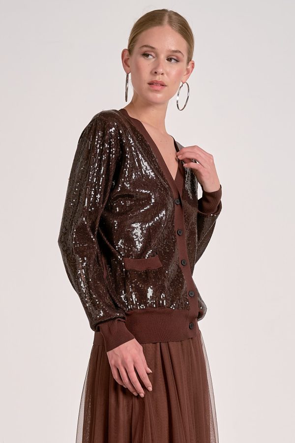 Elan Coco Relaxed Sequin Cardigan - Image 4