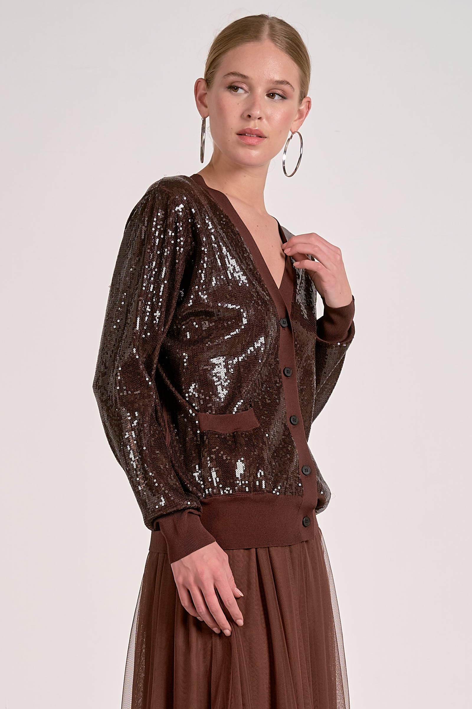 Elan Coco Relaxed Sequin Cardigan - Image 4