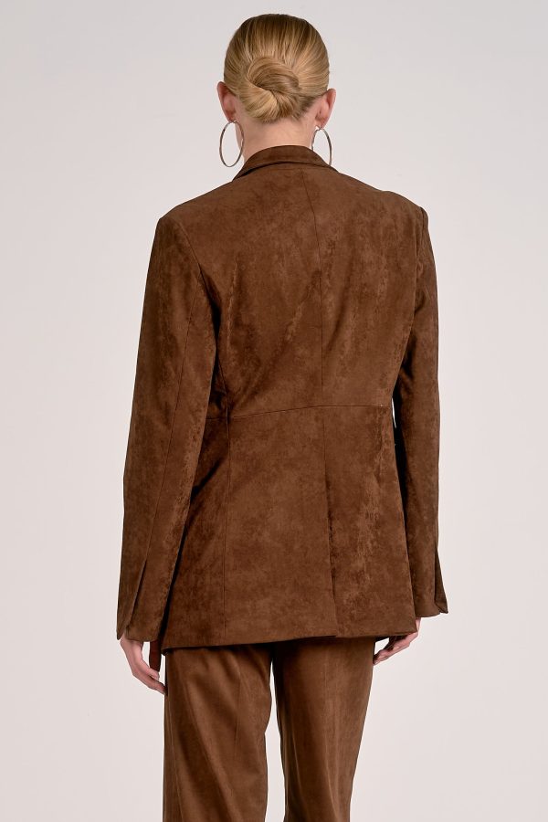 Elan Suede Blazer in Chocolate - Image 4