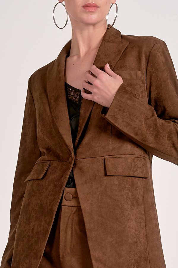 Elan Suede Blazer in Chocolate - Image 2