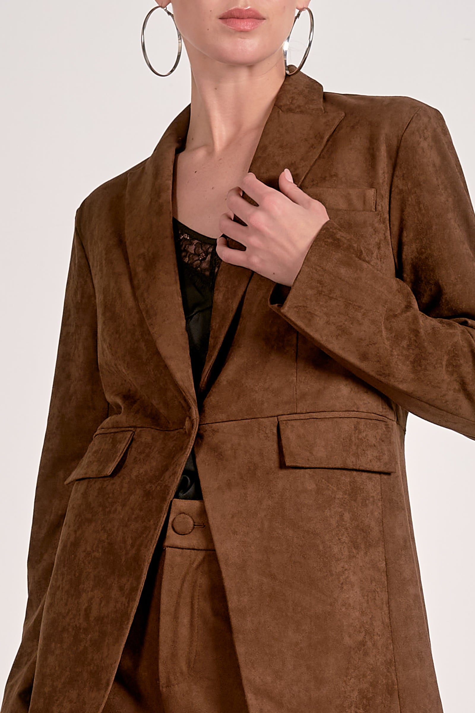 Elan Suede Blazer in Chocolate - Image 2