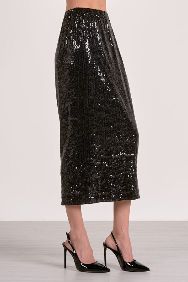Elan Maxi Sequin Skirt in Black - Image 3