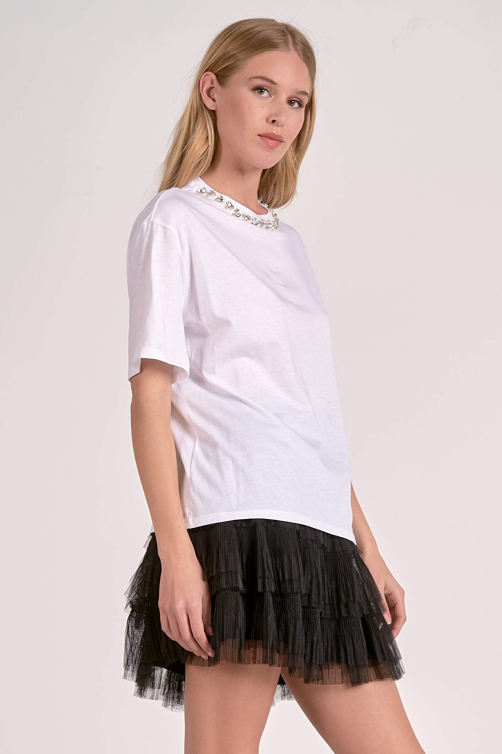Elan Embellished Neck Tee - Image 3
