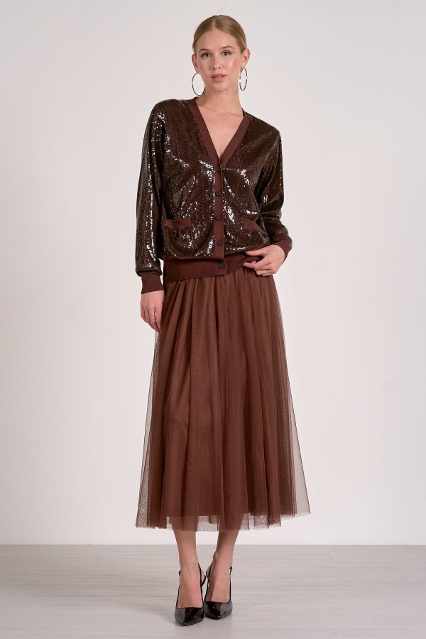 Elan Coco Relaxed Sequin Cardigan
