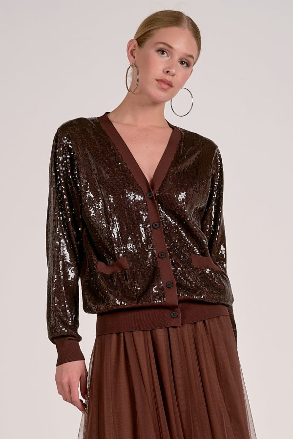 Elan Coco Relaxed Sequin Cardigan - Image 2