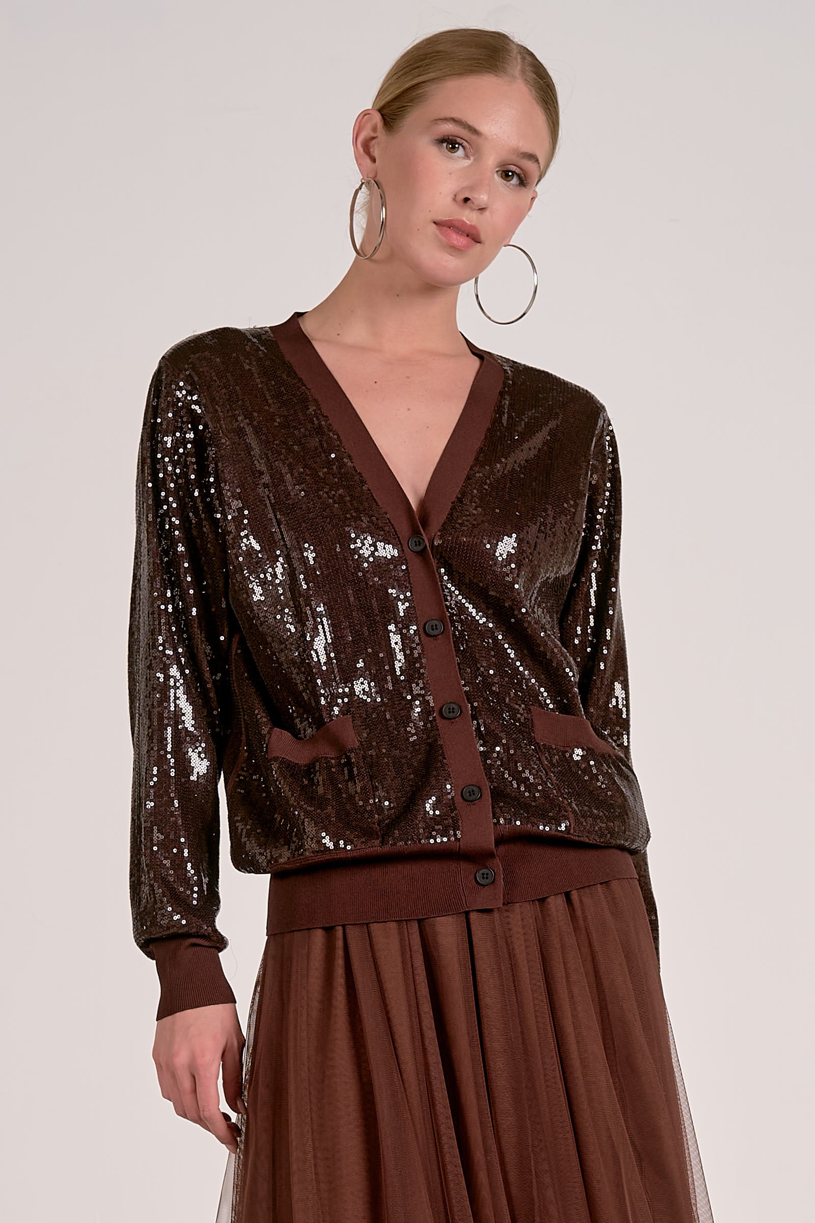 Elan Coco Relaxed Sequin Cardigan - Image 2