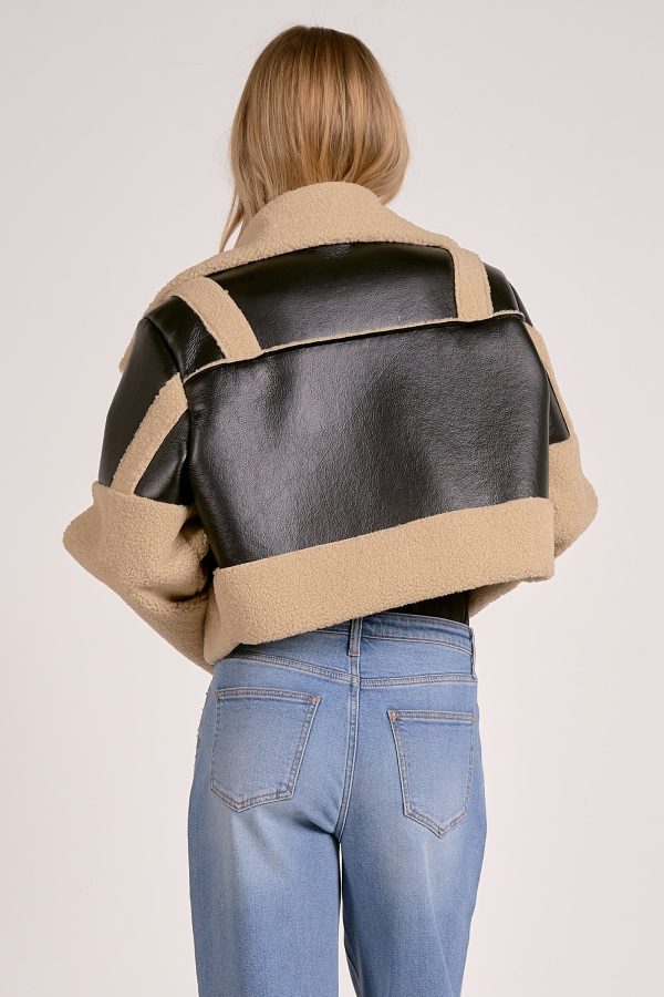 Elan Faux Leather Sherpa Jacket - Image 3