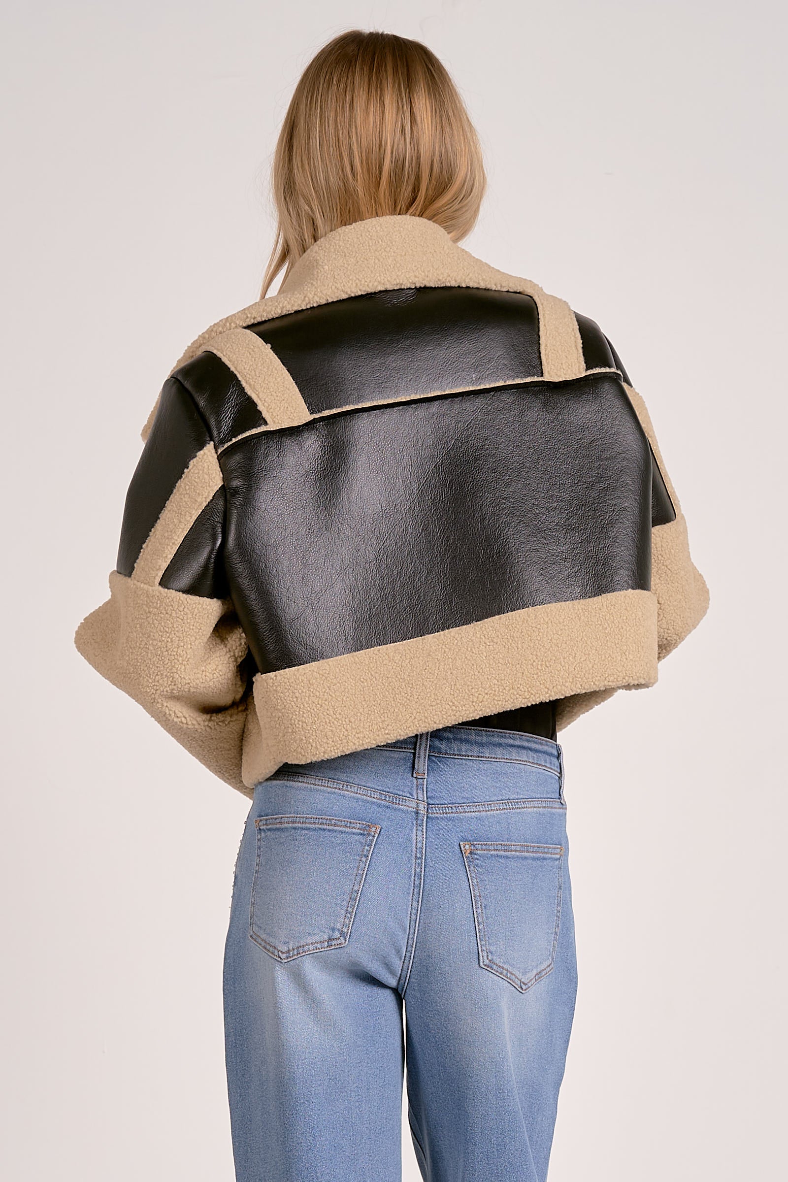 Elan Faux Leather Sherpa Jacket - Image 3