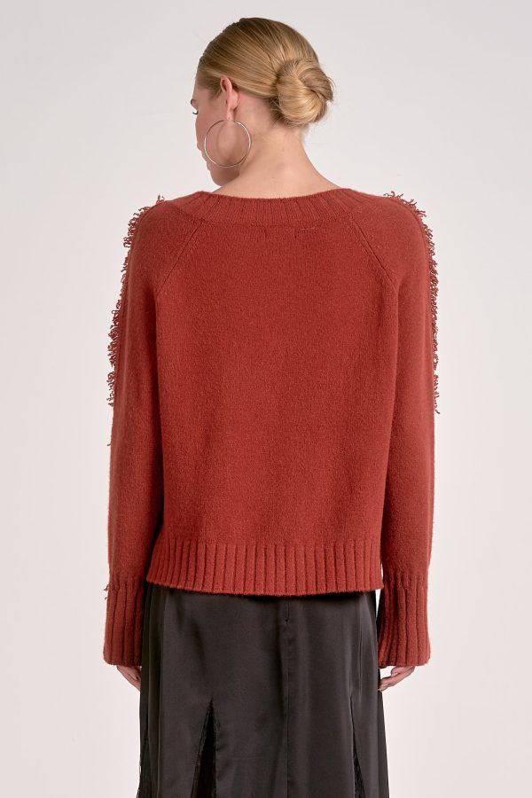 Elan Fray V-Neck Sweater in Rust - Image 6