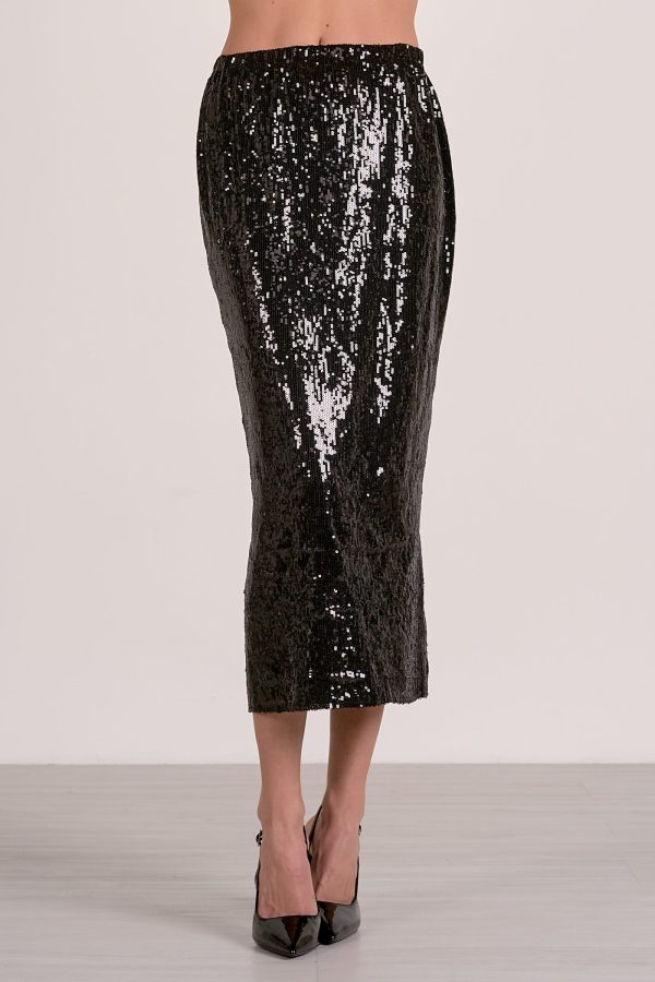Elan Maxi Sequin Skirt in Black - Image 2