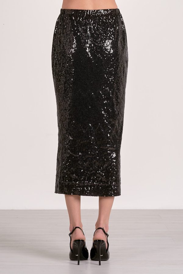 Elan Maxi Sequin Skirt in Black - Image 4