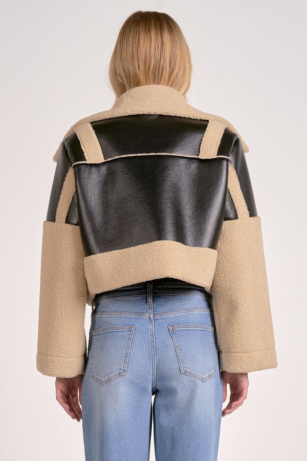 Elan Faux Leather Sherpa Jacket - Image 5